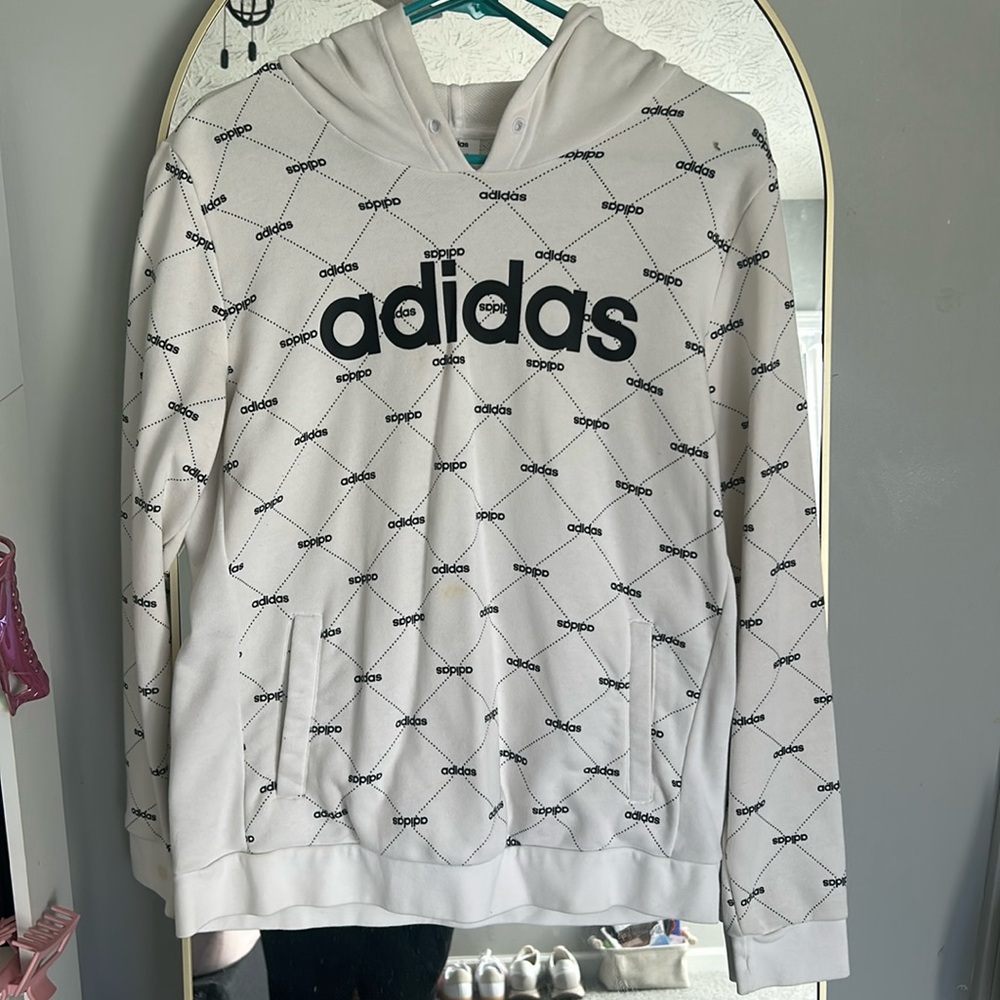 Adidas white hoodie size L